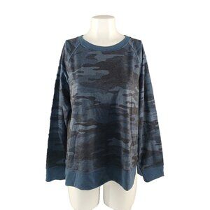 NWT $49 Style&Co Camouflage Sweatshirt M(8-10) Blue Rayon Blend Pullover Crew